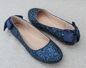 Navy Blue Leather Professional Flat Shoes High Quality Girl Guides UK Size 8 