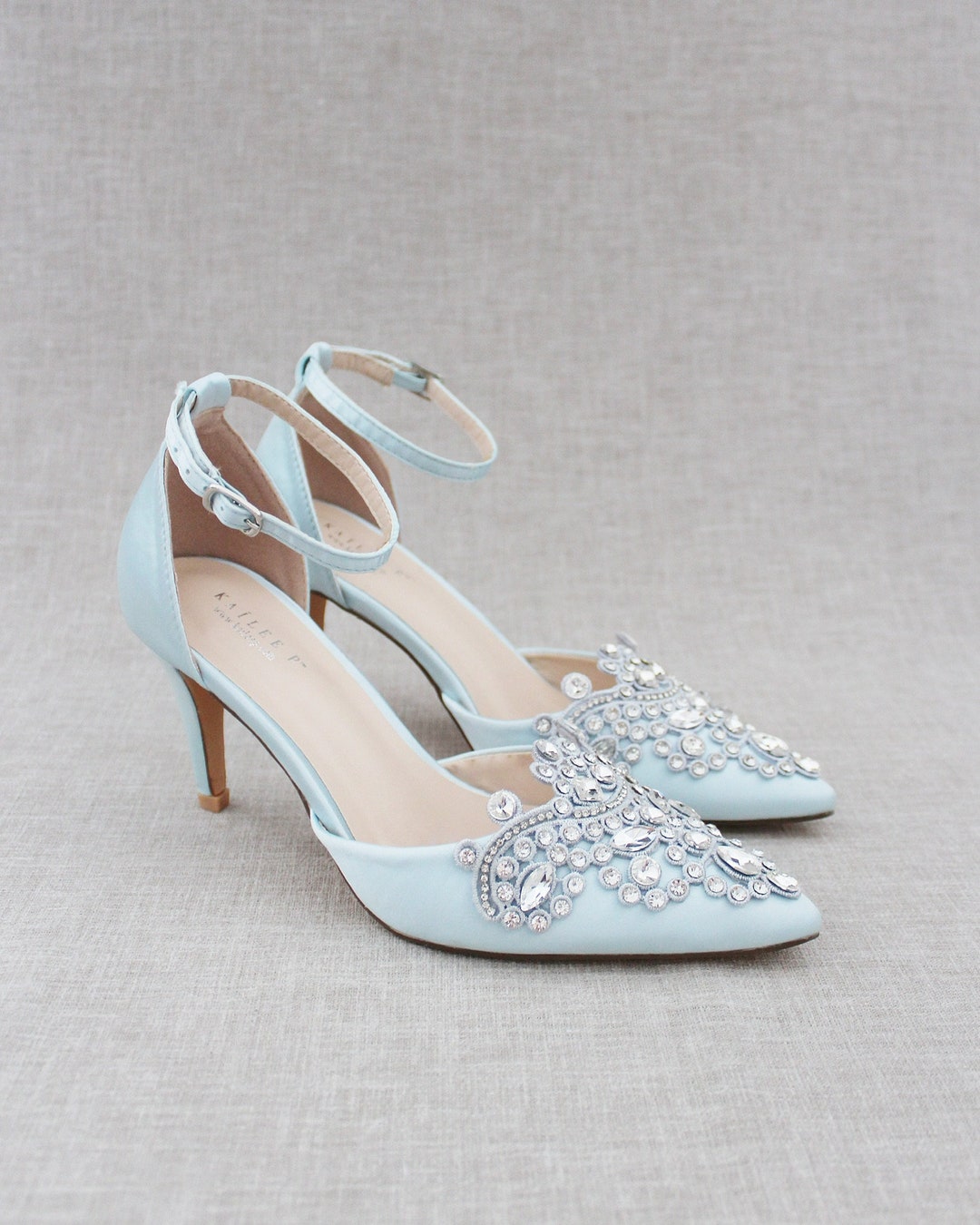 Blue wedding heels with rhinestones online