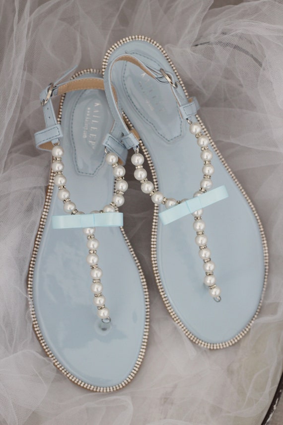 sandals with pearls on them