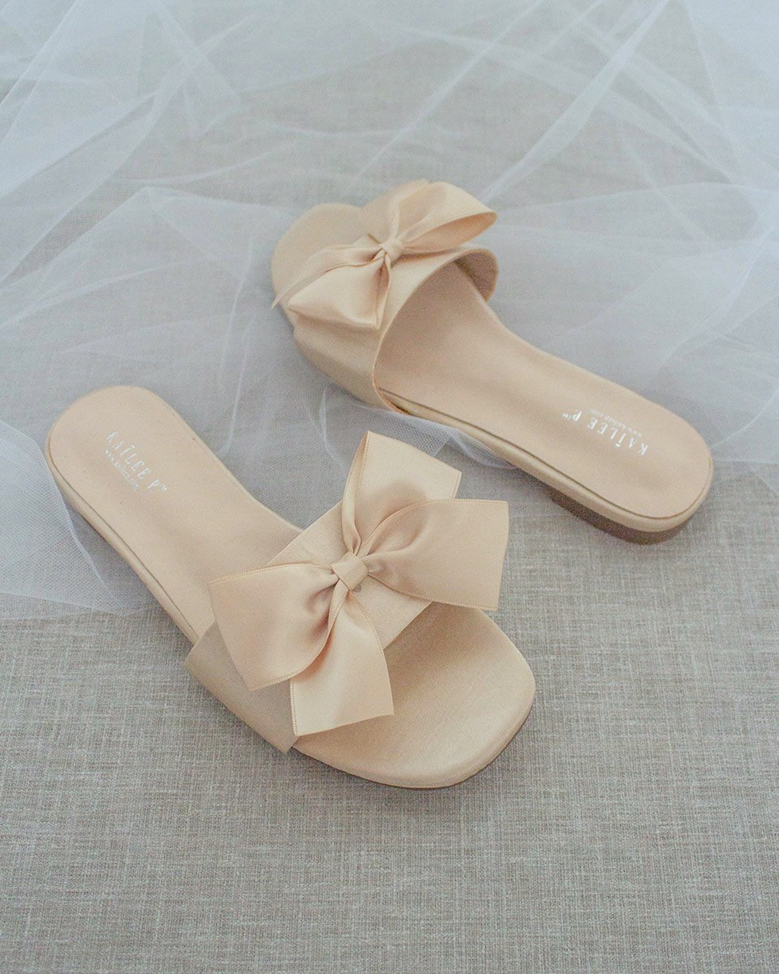 champagne satin sandals