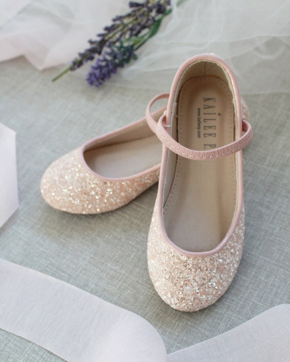 pink flower girl shoes