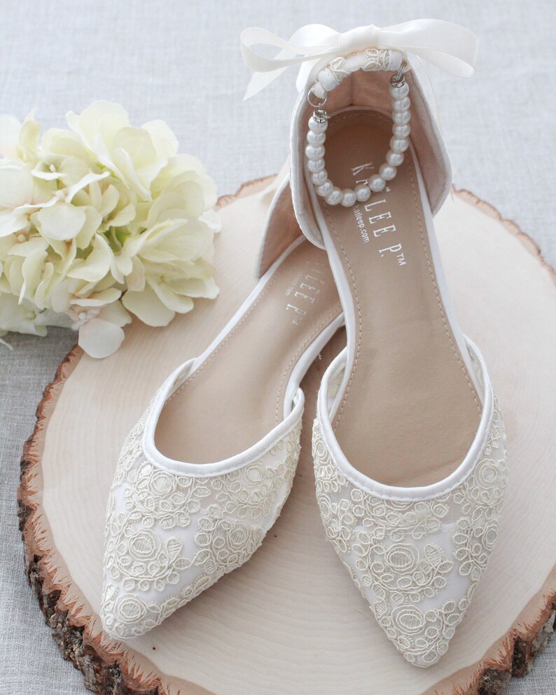 ivory crochet flats
