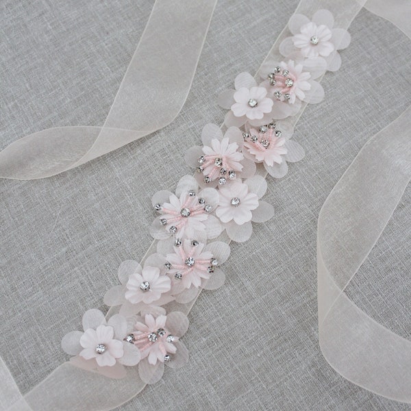 Blossom Bridal Sash, Bridesmaids Belt, Wedding Belt, Flower Girl Sash, Bridal Accessories, Flower Wedding Sash