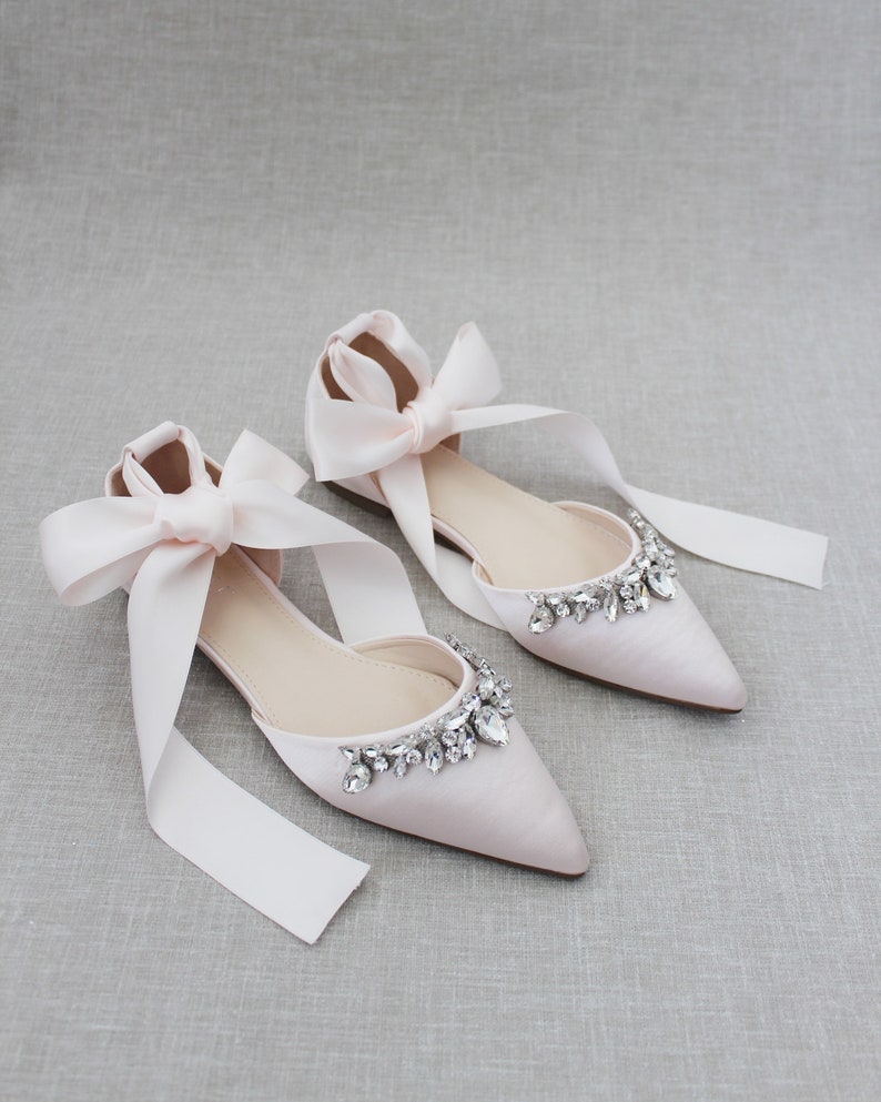 Dusty Pink Pointy Toe Flats With Sparkly TEARDROP RHINESTONES - Etsy