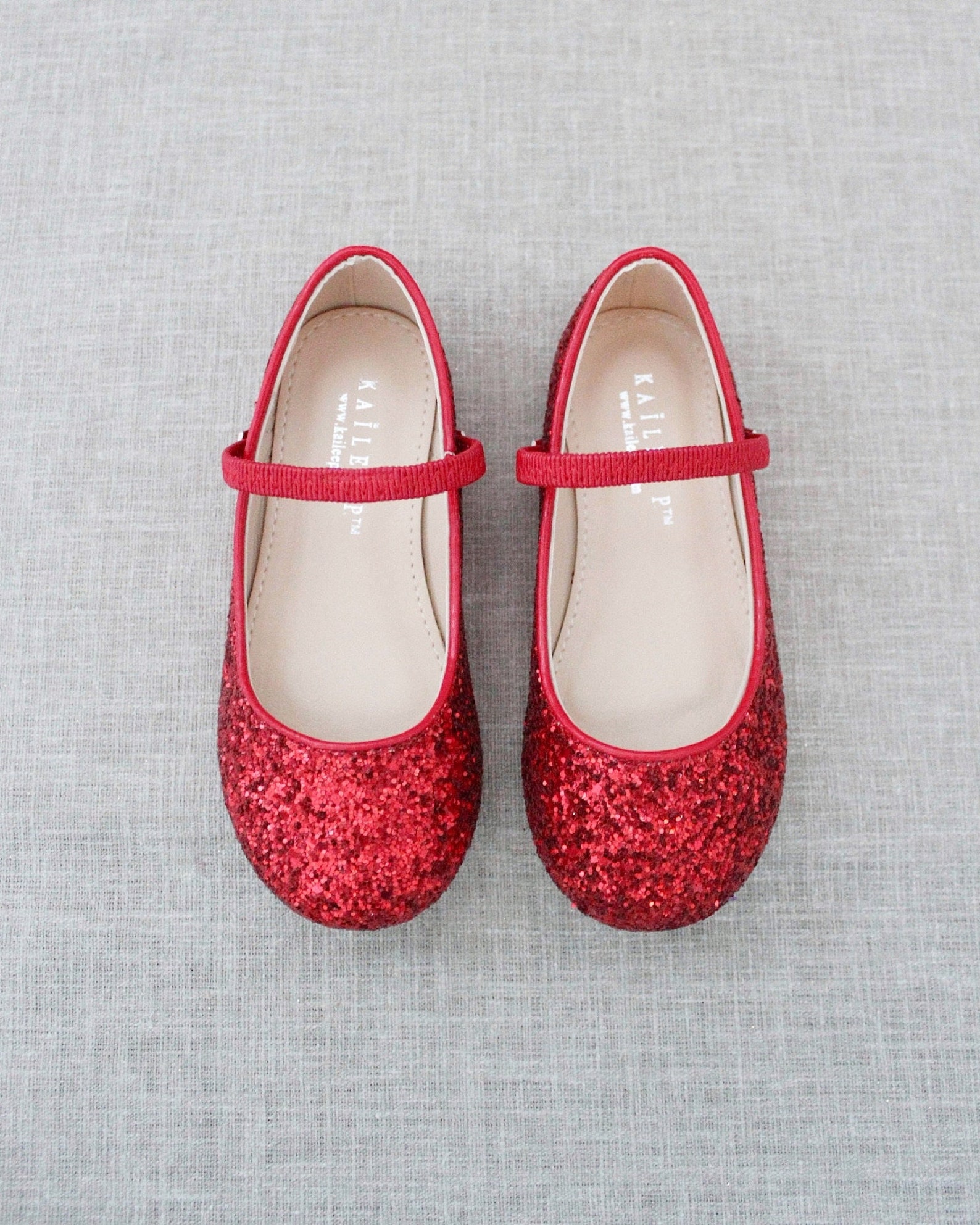 Red Rock Glitter Mary Jane Flats for Flower Girls Holiday Etsy