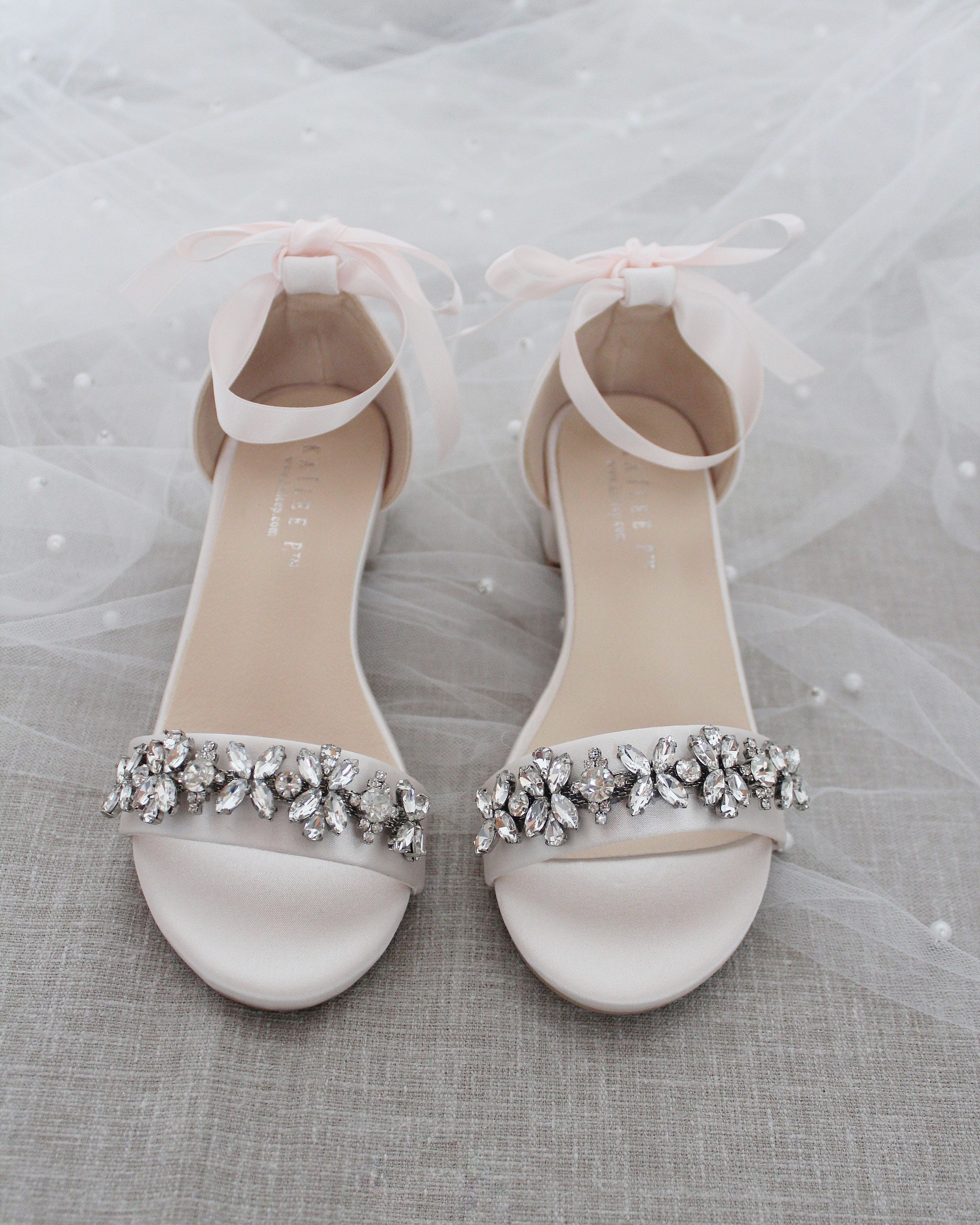 blush low block heel sandals