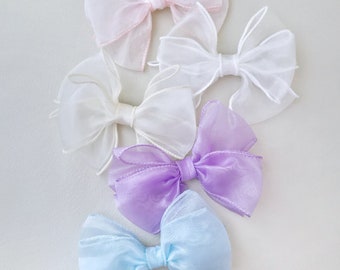 Organza Layered Hair Bow -  Hair Clips, Flower Girls Bows, Party Bow, Birthday Hair Bow, Baby Headband, Shoe Clips
