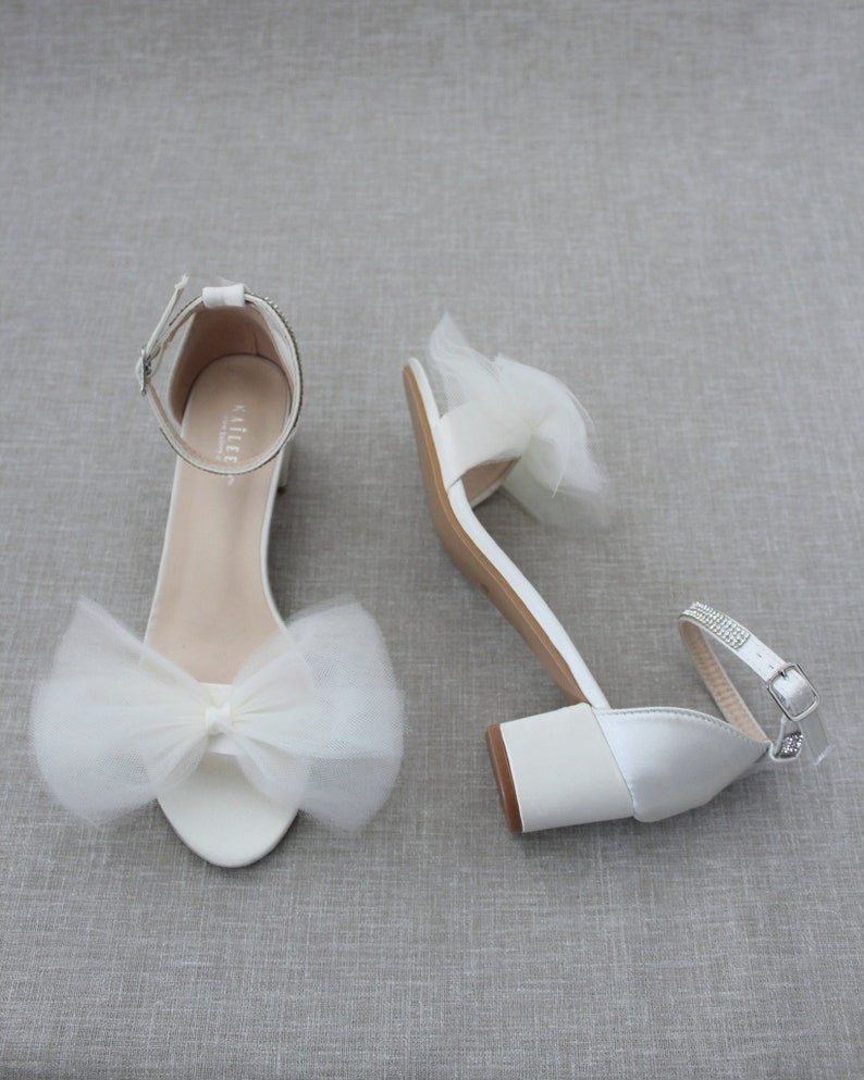 ivory satin block heel