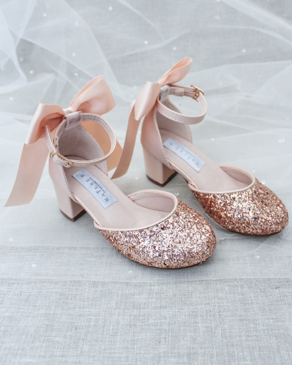 Low Heel Bridal Shoes With Pearl and Embroidery With Pearls in Rose Gold  Color, Wedding Shoes, Mules, Sandals - Etsy