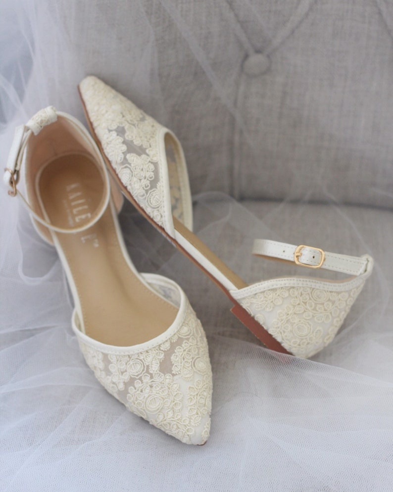 ivory crochet flats