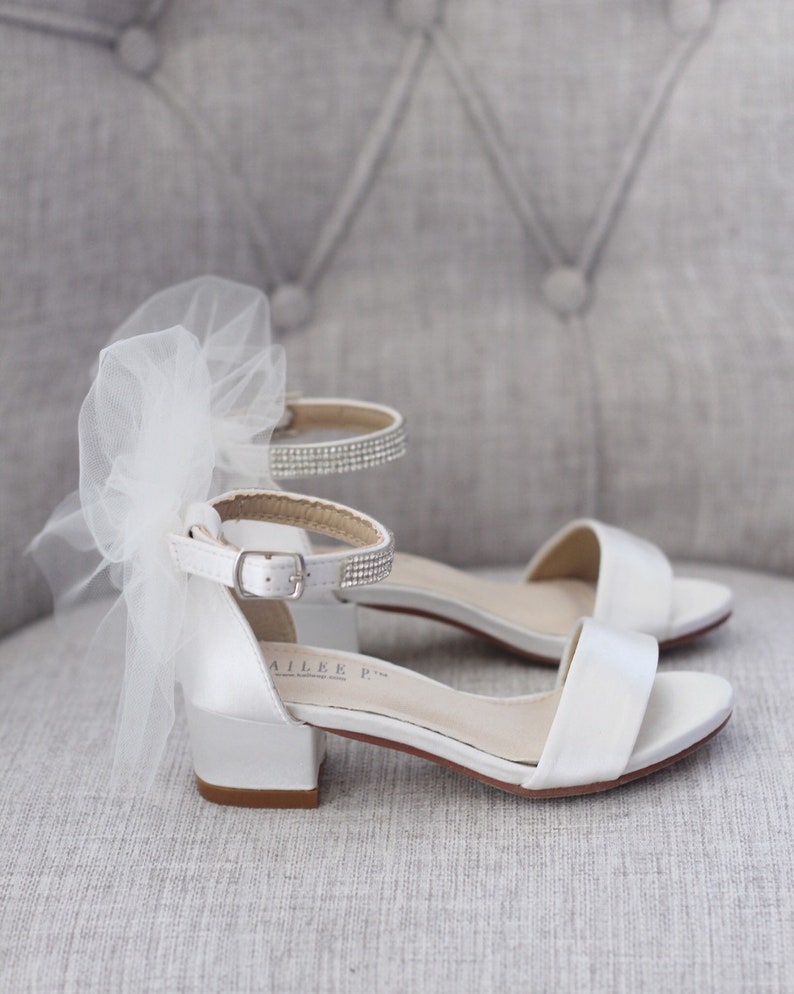 ivory satin block heel shoes