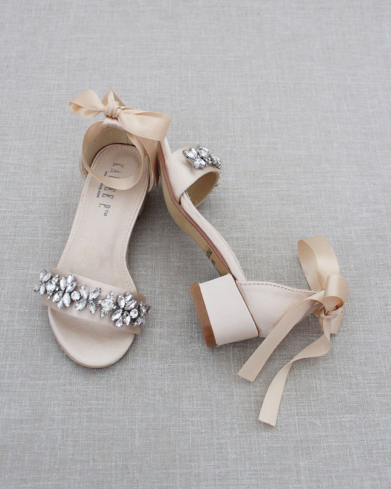 champagne block heel shoes