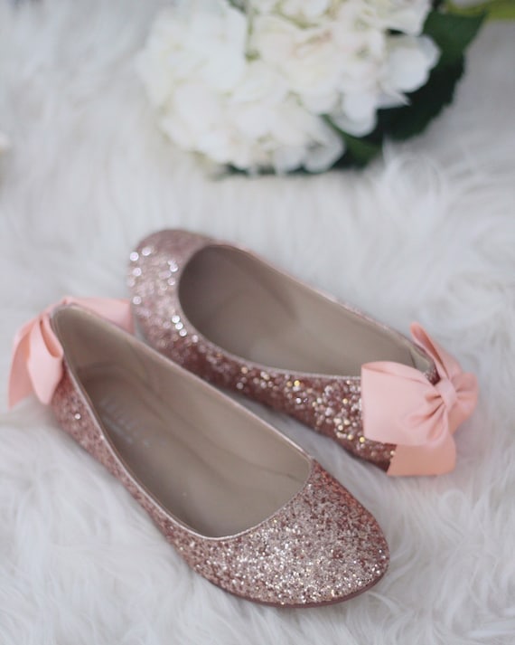 rose gold glitter flats