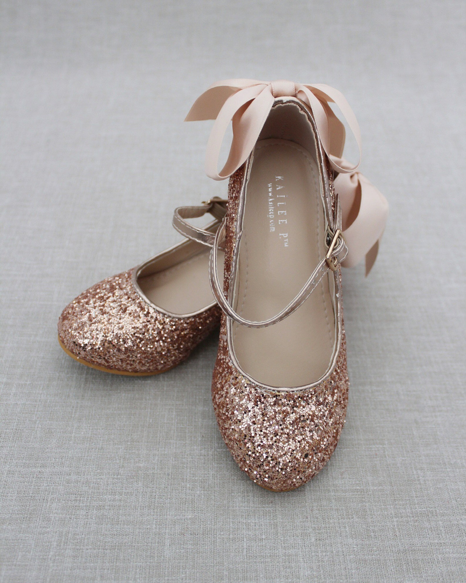 Rose Gold Rock Glitter Mary-jane Heels With Added BLUSH SATIN - Etsy