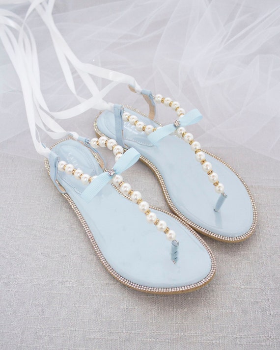 light blue sandals flat