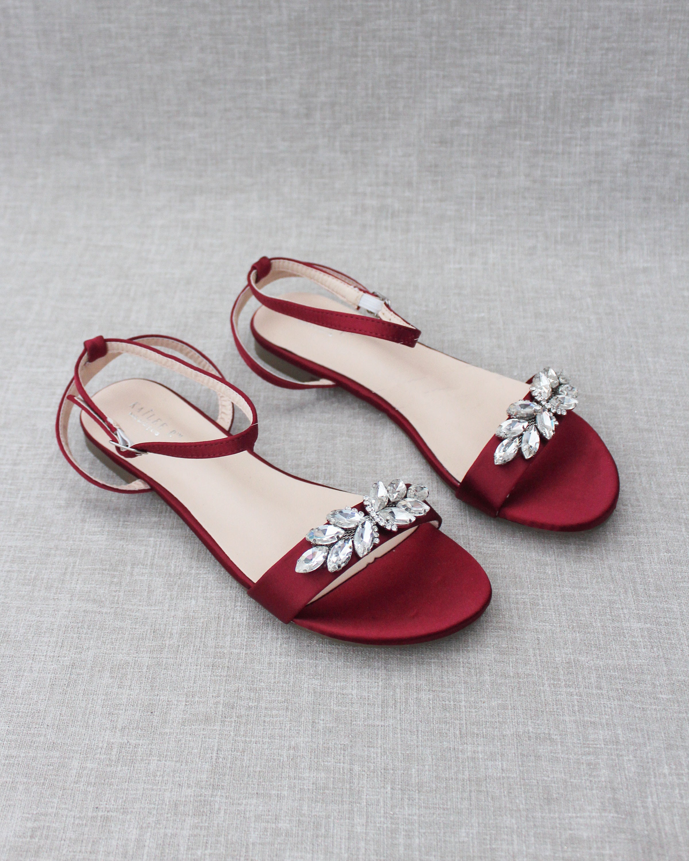 Maroon flat sandals best sale