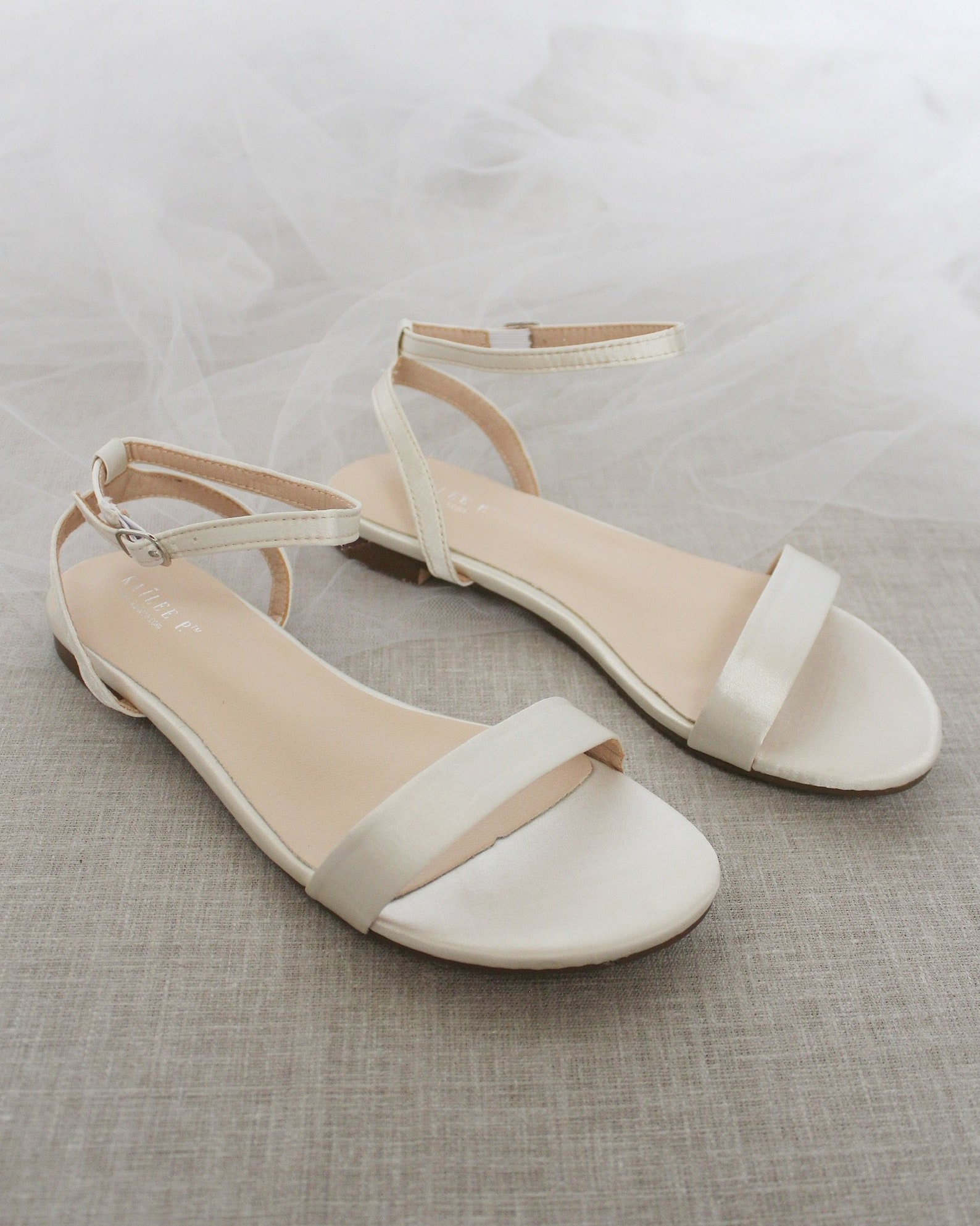 Ivory Satin Flat Sandal With WRAPPED SATIN TIE Bridesmaid Etsy New