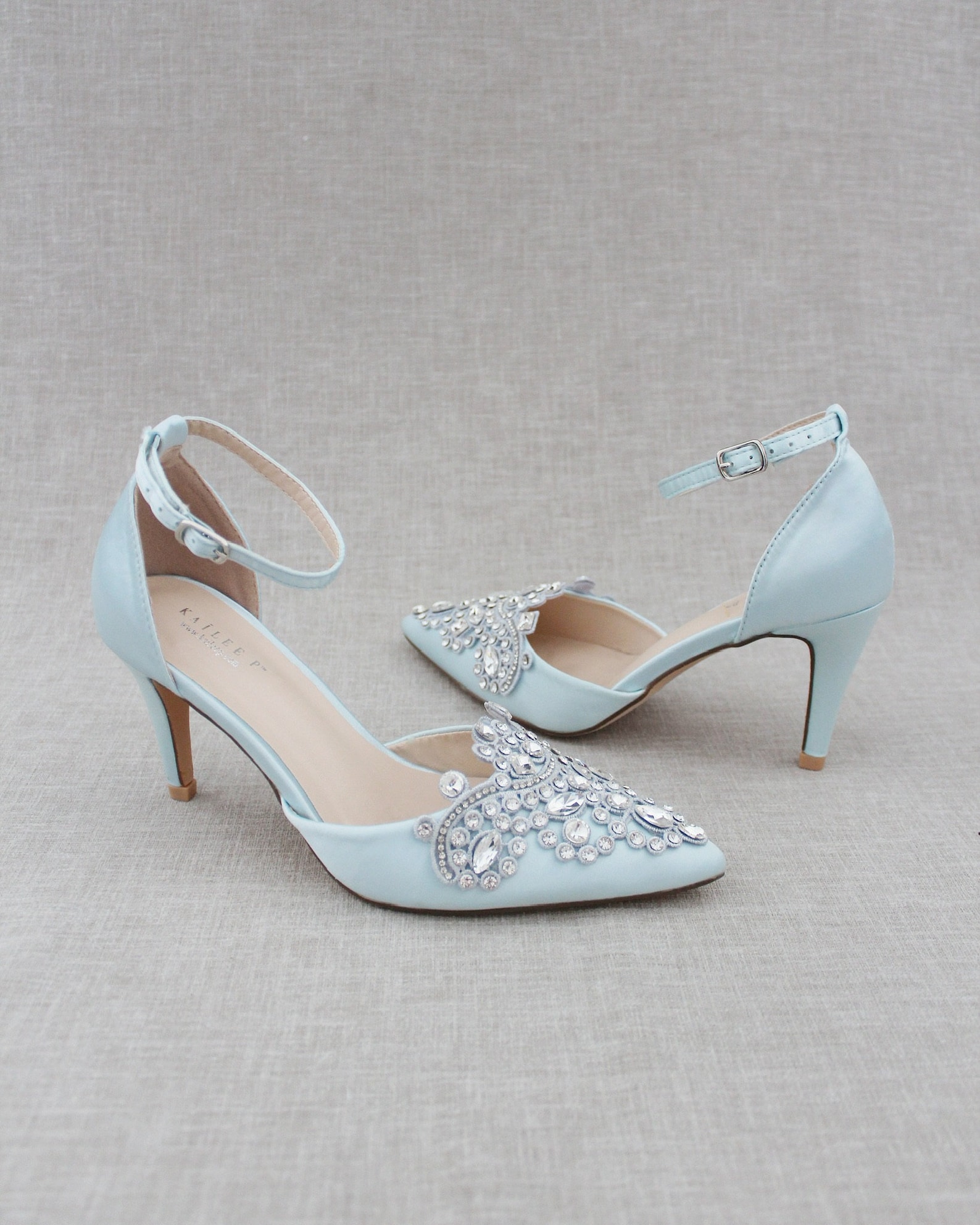 Light Blue Pointy Toe Heels With OVERSIZED RHINESTONES - Etsy