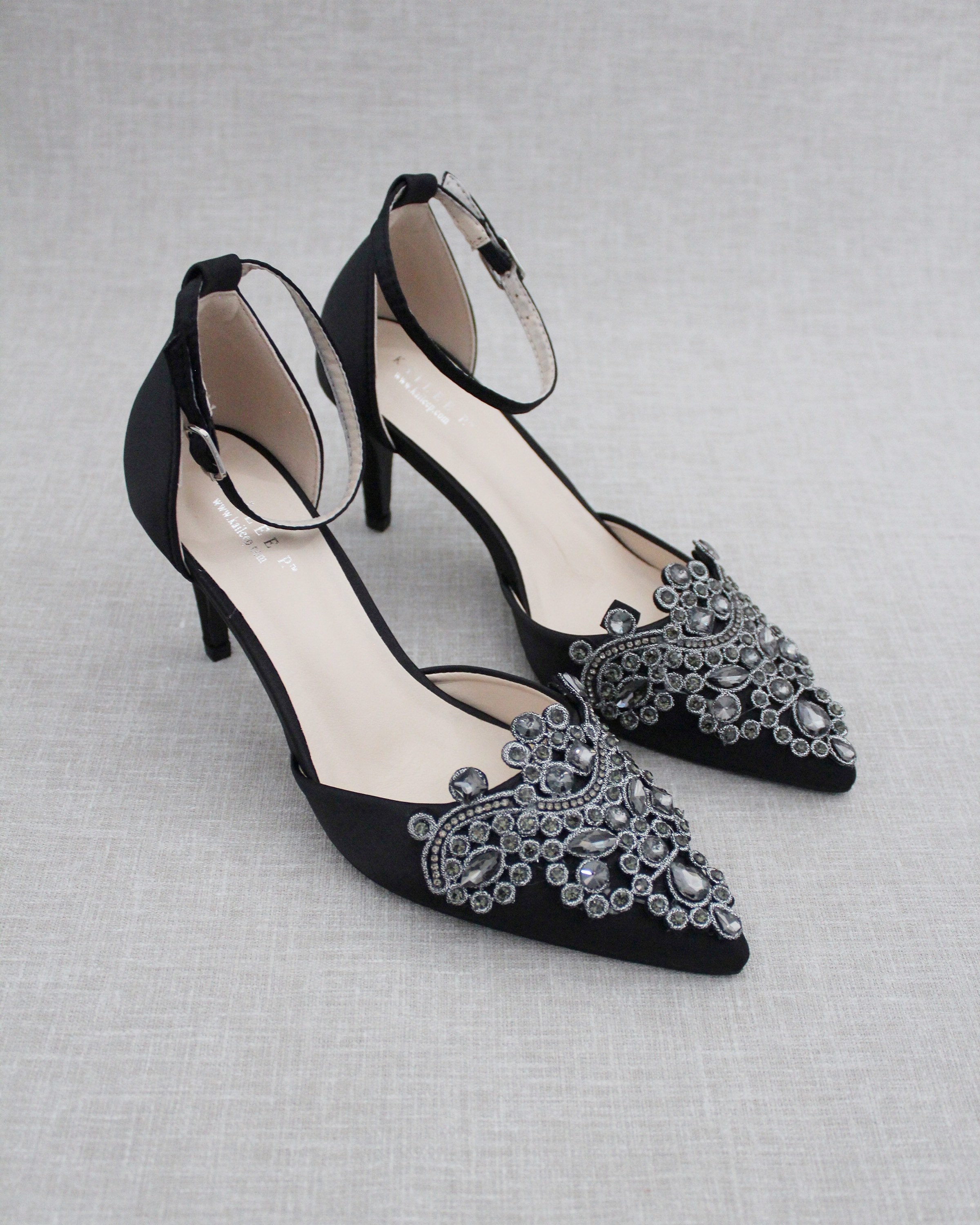 black heels with wedding dress Black Block Heels, Black Heels, Wedding Shoes, Shoes For Women, Black Ankle Strap, Satin, Stiletto,Bridal Heels, Black Block Heels Sandals,