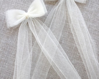 Tulle Bow Hair Clips, Communion Hair Bows, Flower Girls Bows, Party Bows