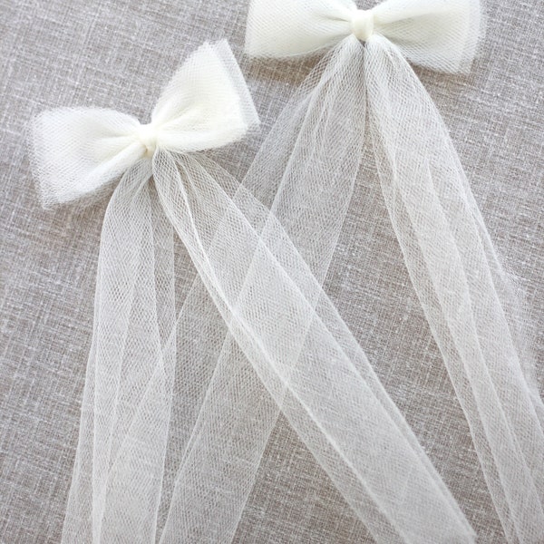 Tulle Bow Hair Clips, Communion Hair Bows, Flower Girls Bows, Party Bows