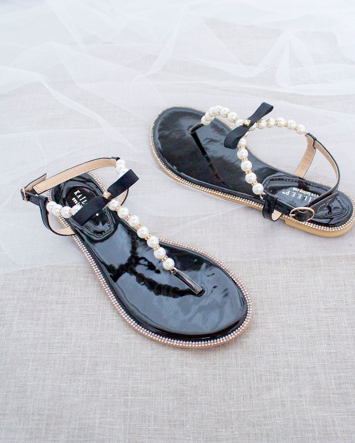 Black T strap Pearl With Rhinestones Flat Sandal Wedding Sandals Beach Sandals Bridal Sandals Bridesmaids Shoes Etsy Canada