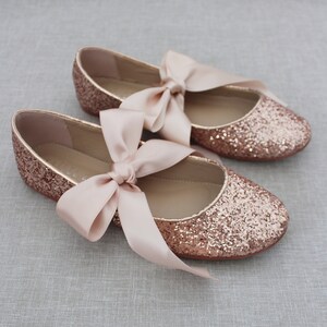 Rose Gold Rock Glitter Flats With SATIN RIBBON Fall Wedding - Etsy