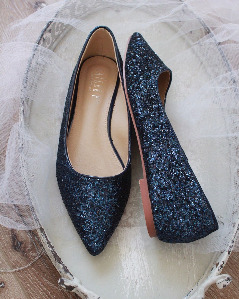 blue sparkly flats