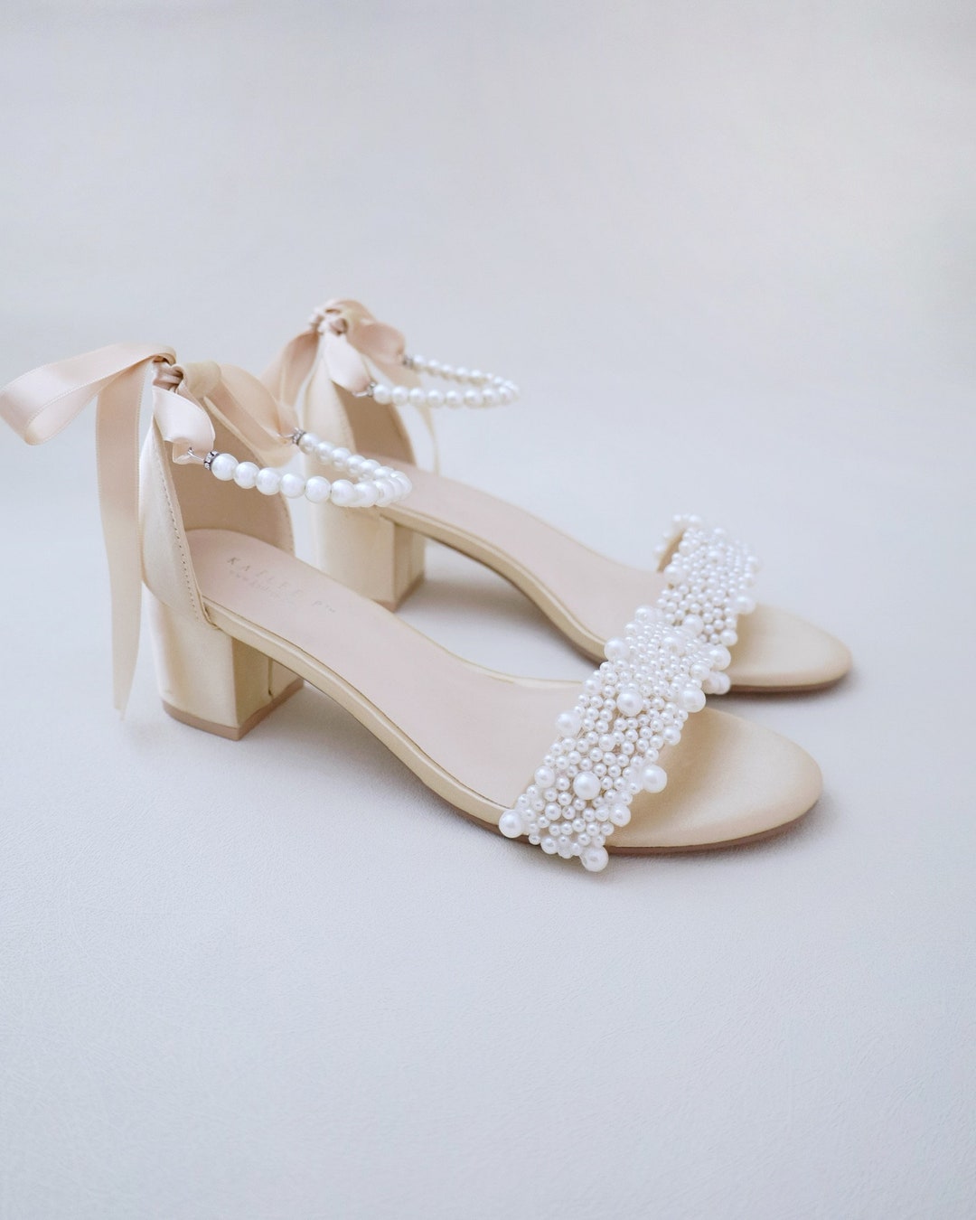 champagne block heel shoes