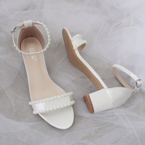 Women & Kids Shoes Ivory Satin Block Heel Sandal With - Etsy