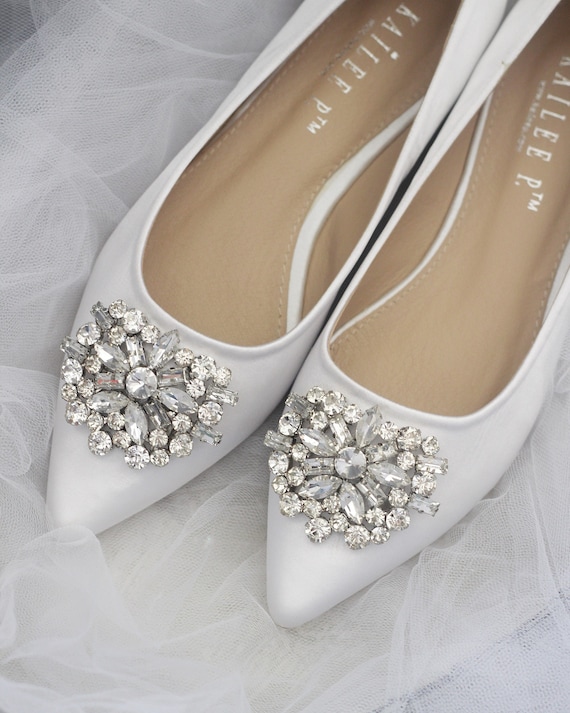 white bridal flats