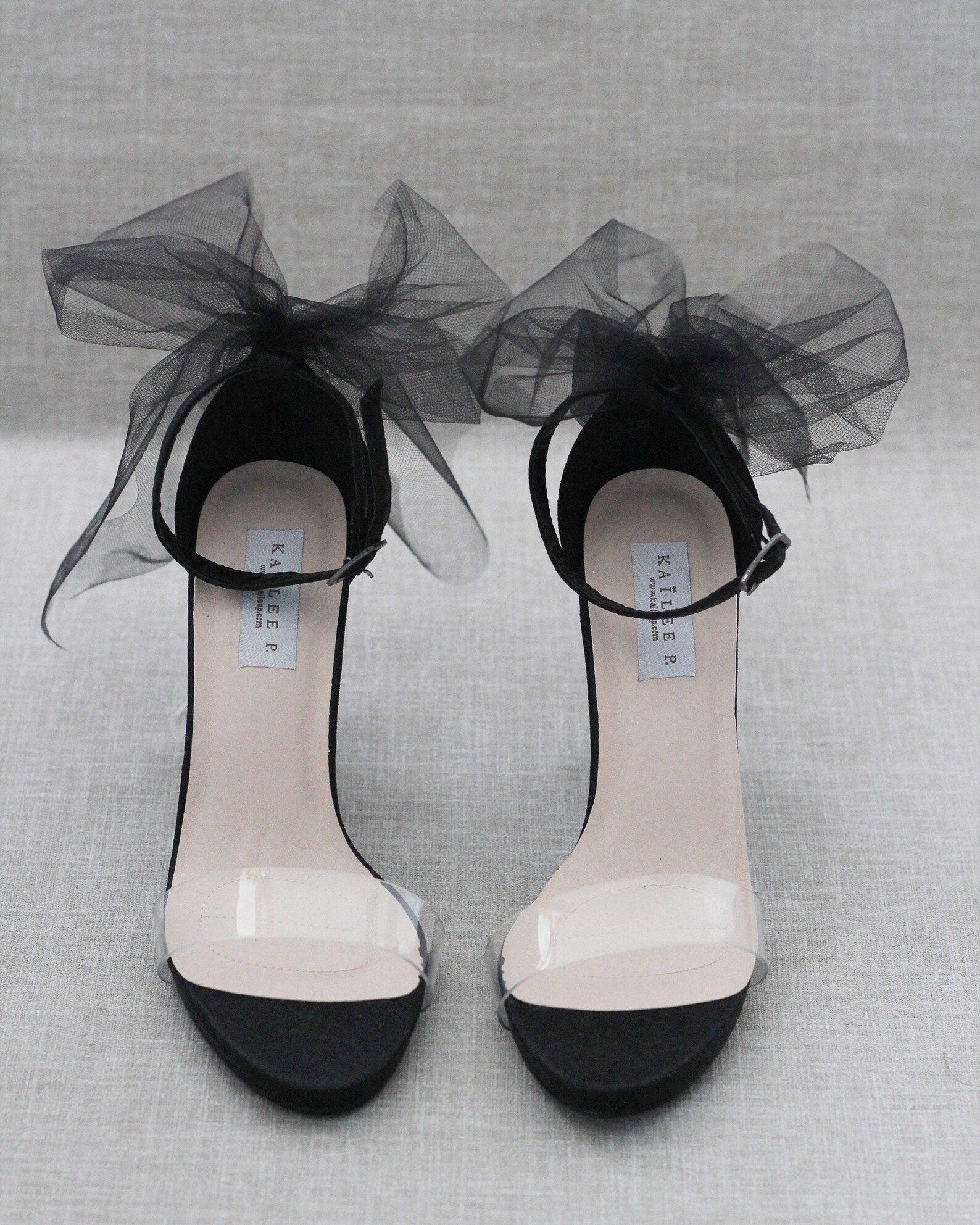 black clear block heel sandals