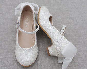 Zapatos de tacón con purpurina para niñas Tacones Mary Jane con