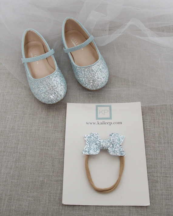 Light Blue Rock Glitter Mary Jane Flats for Flower Girls Shoes Girls Shoes Cinderella Shoes Holiday Shoes Etsy Canada