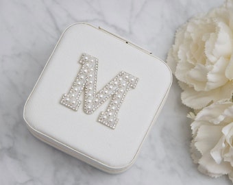 Pearl Monogrammed Jewelry Box, Bridal Jewelry Keepsake, Wedding Gift, Holiday Gift, Bridesmaids Gift