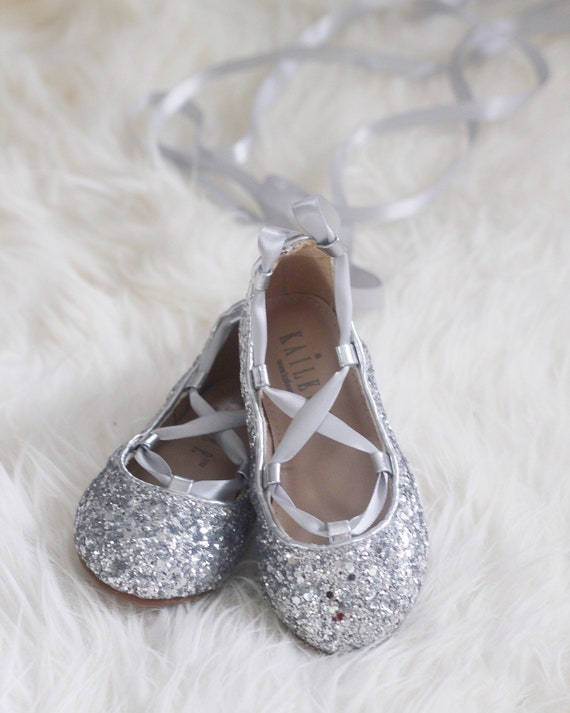 silver glitter ballet pumps