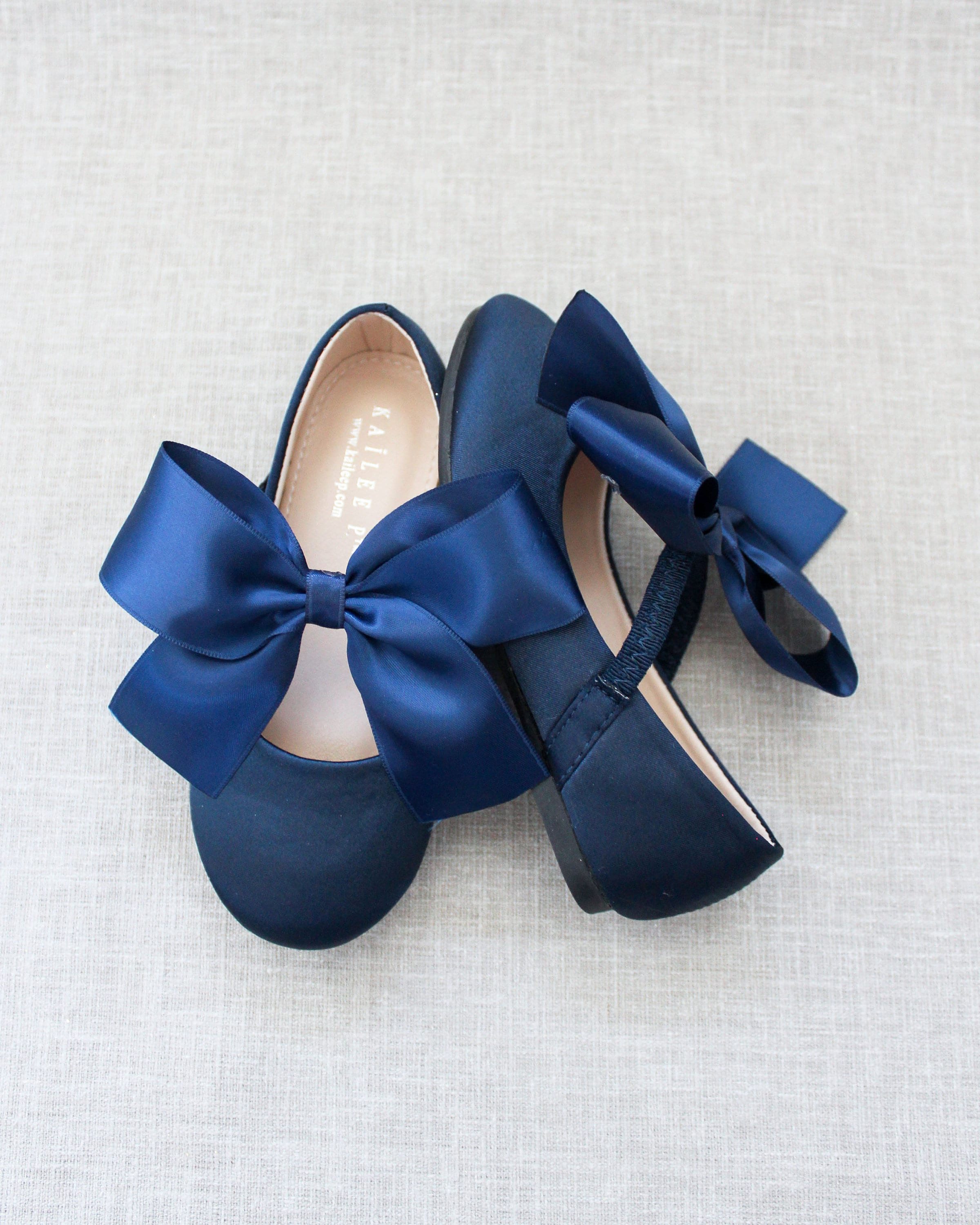 Navy Satin Maryjane With NAVY Satin Bow for Fall Flower Girl Shoes ...
