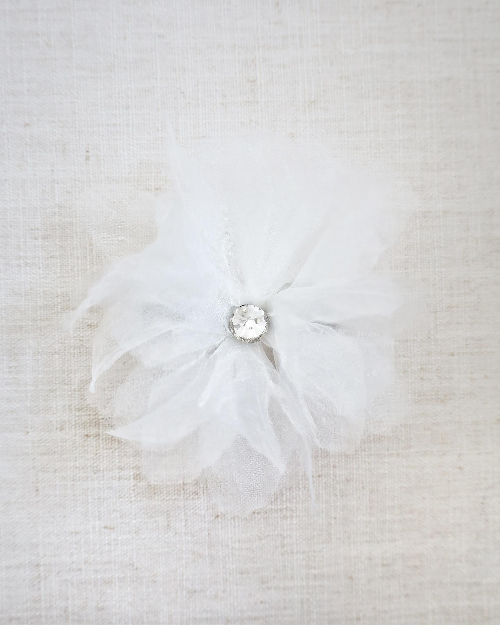 Large Ophelia Flower Hair Barrette with Rhinestone - Wedding Hair Accessories, Wedding Jewelry, Bridal Headpiece, Wedding Barrette