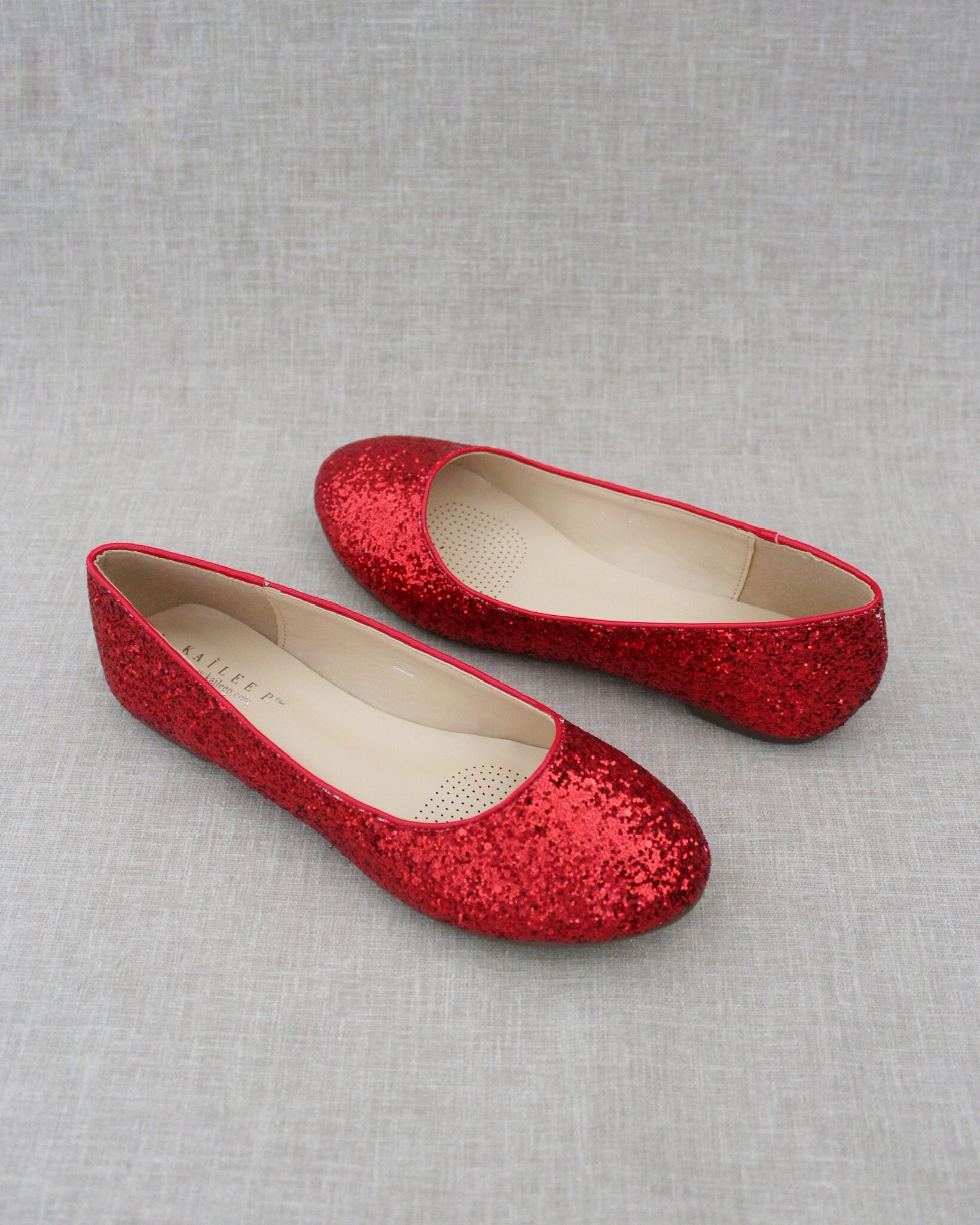 Red sparkle sale flats womens