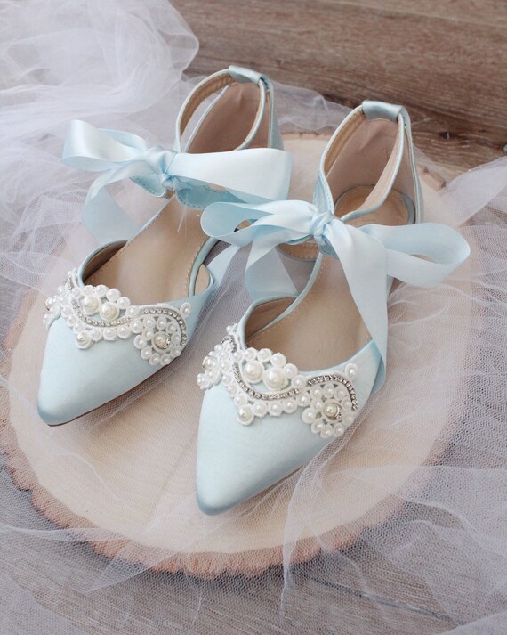 light blue satin shoes