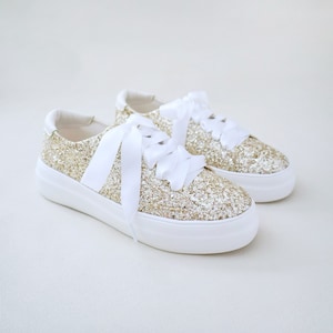 Rock Glitter Wedding Platform Sneakers Wedding Shoes, Bridesmaids Shoes, Evening Shoes, Bridal Flats, Wedding Sneakers image 1