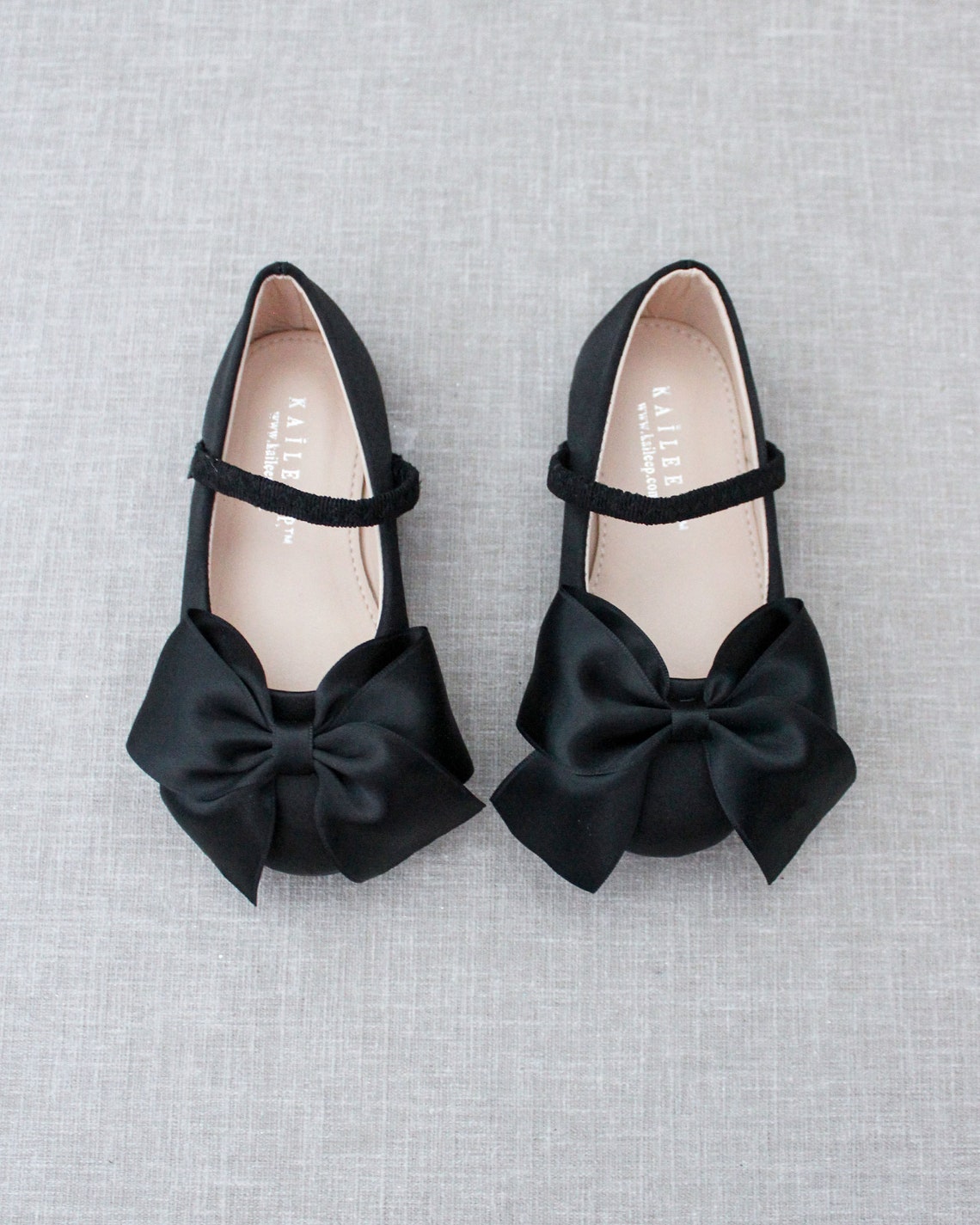 Black Satin Mary Jane With FRONT SATIN BOW - for Fall Flower Girls ...