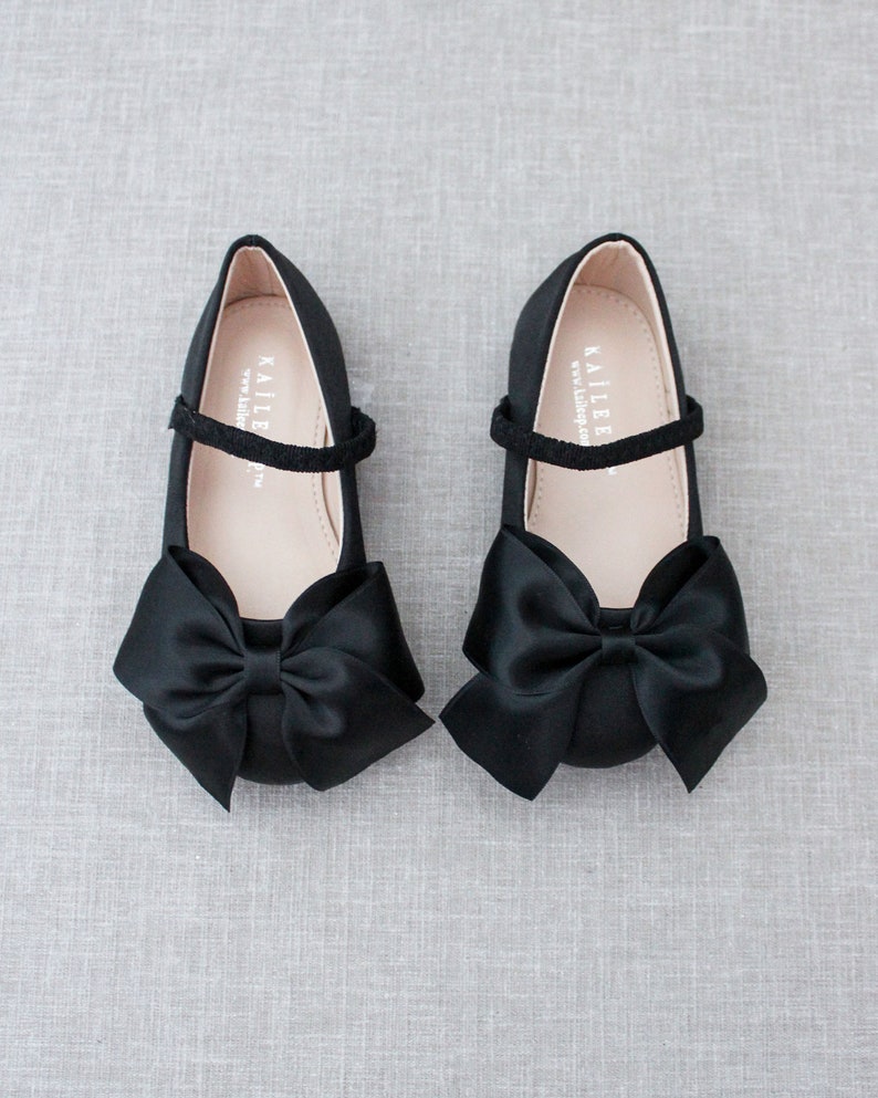 Black Satin Mary Jane With FRONT SATIN BOW - for Fall Flower Girls ...
