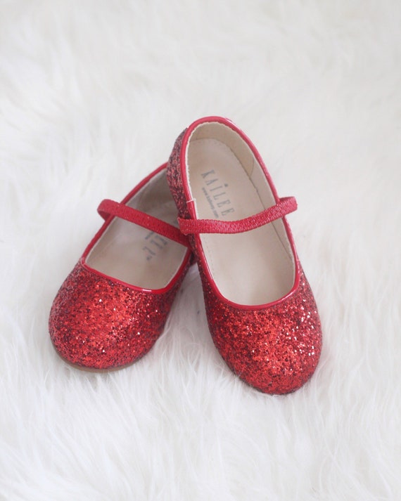 girls red glitter shoes