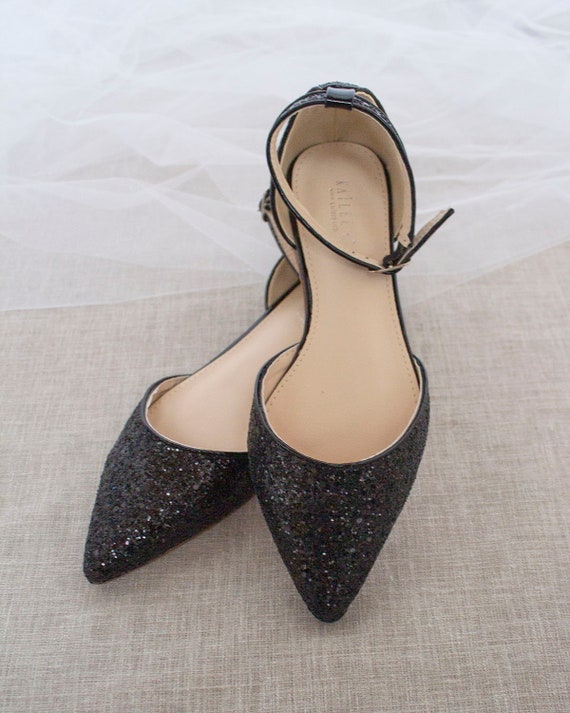 Girls Kids toddler glitter strip ballet flats shoes on sale now blk gold  sliver