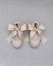 Champagne Satin Flats with Satin Ankle Tie - Flower girls shoes, Gold Shoes, Fall Wedding Shoes, Junior Bridesmaids Shoes, Holiday Shoes 