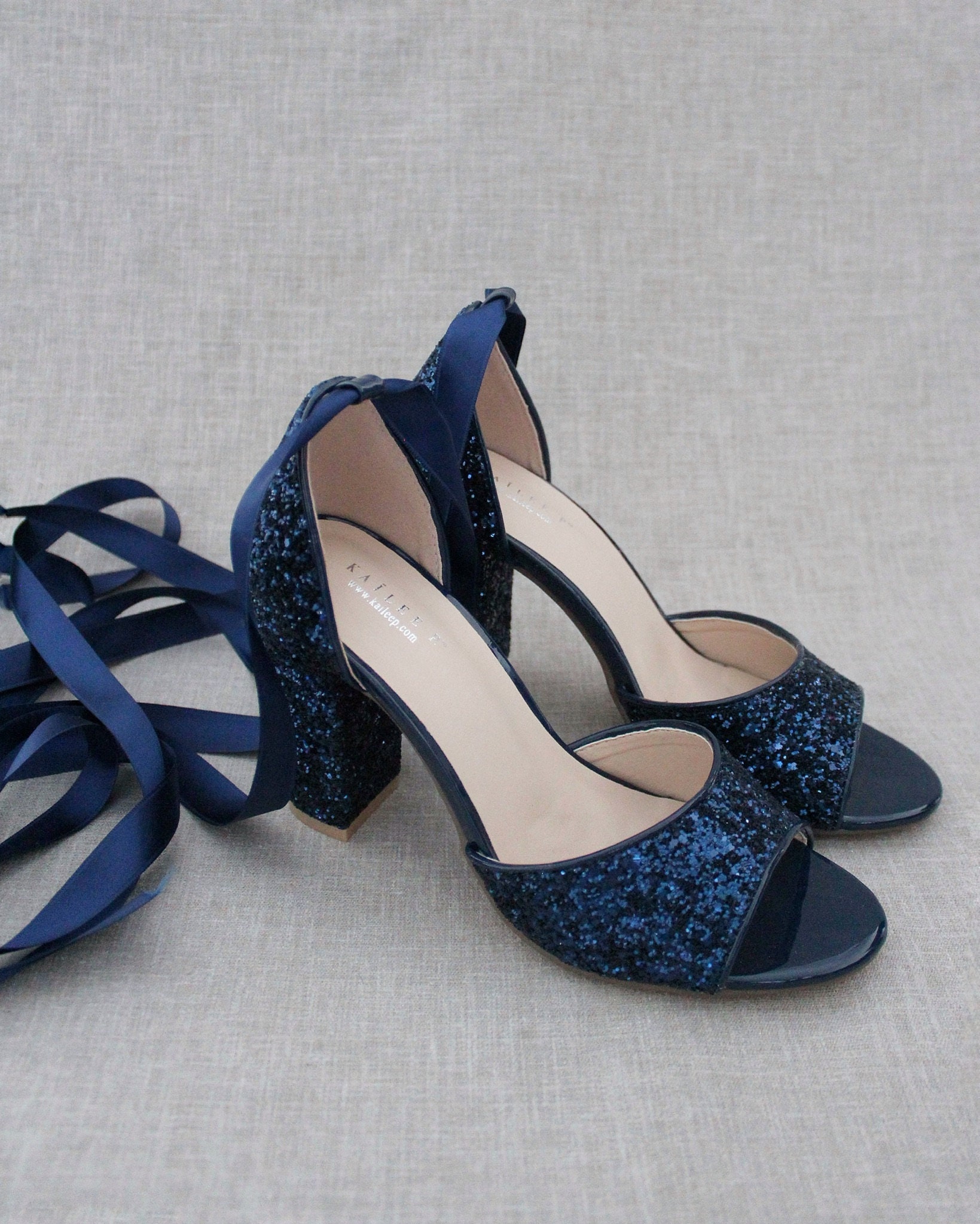 Sina Blue Velvet Criss Cross Heels