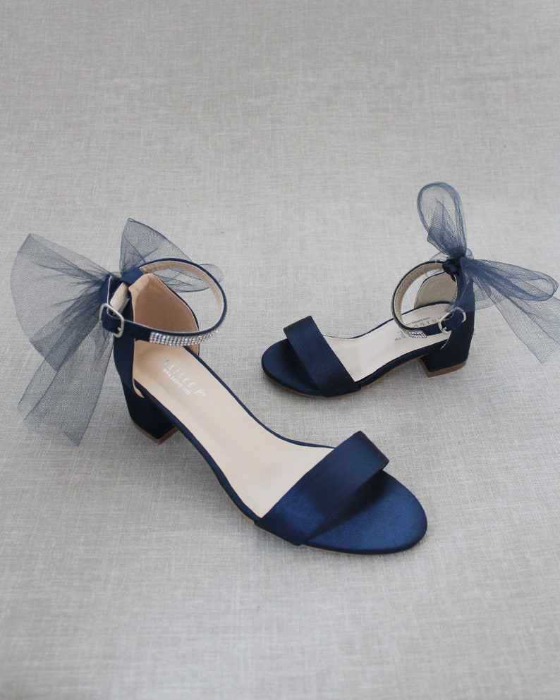 navy blue satin sandals