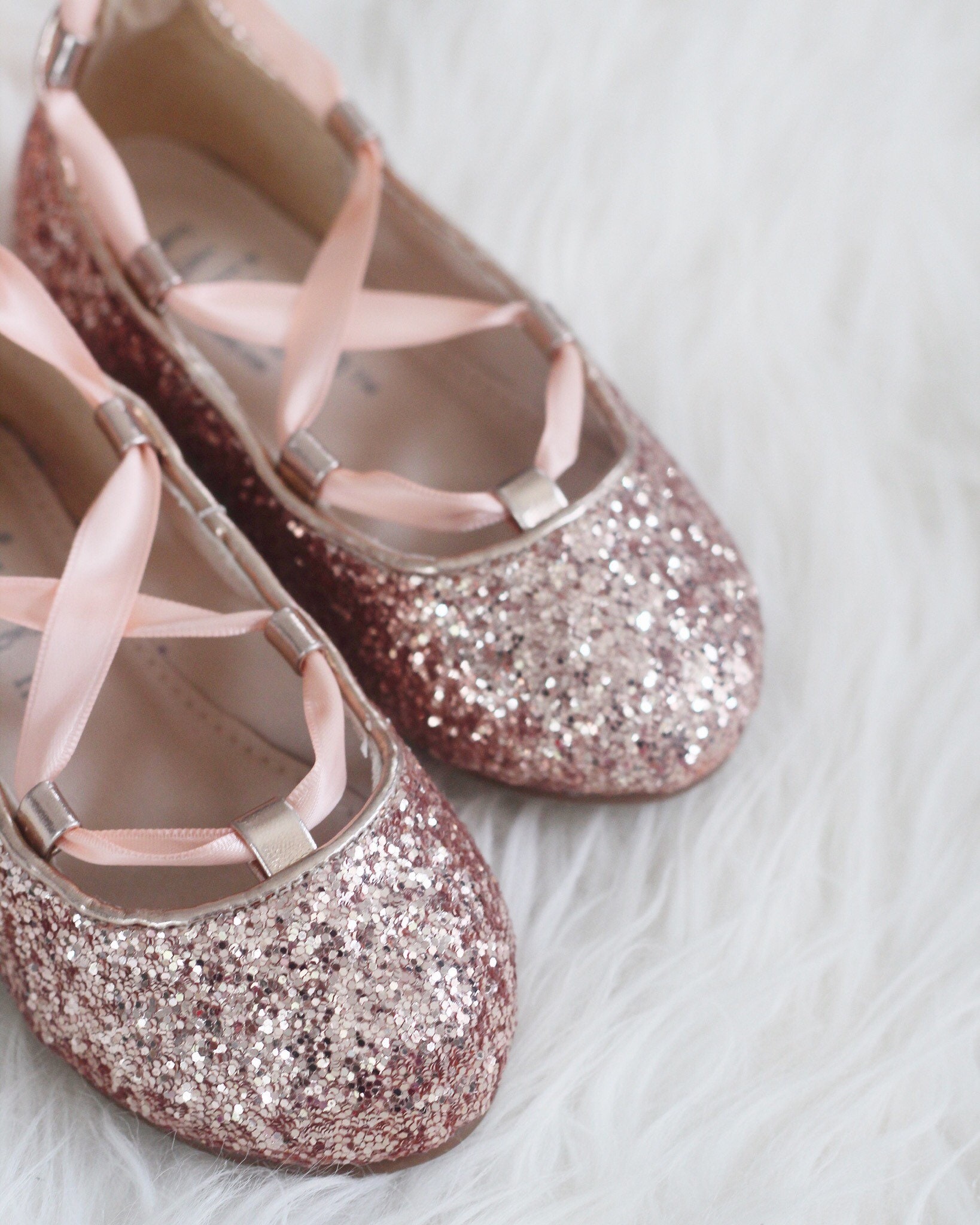 ROSE GOLD ROCK Glitter Infant Girl Shoe and Girls Ballerina | Etsy