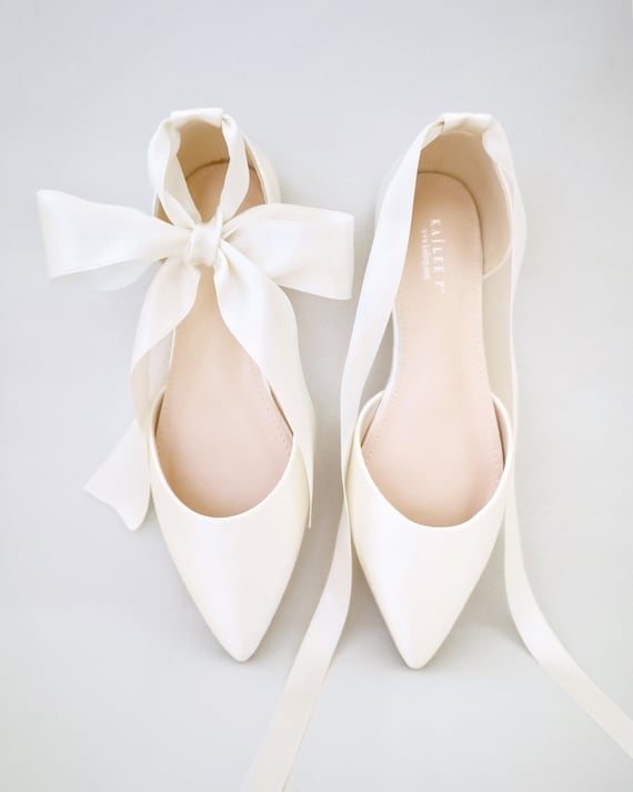 Bridal Shoes With Ribbon Light Ivory Bridal Shoes With Ribbon Light Ivory